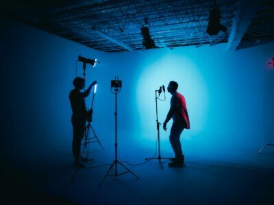 a photoshoot in a photography studio