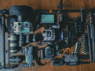 multiple photography gears and equipments